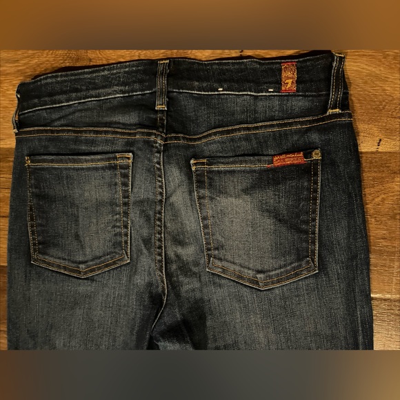 7 For All Mankind The Mid Rise Skinny Womens Jeans Size 28 Distressed Dark Denim - Picture 5 of 6